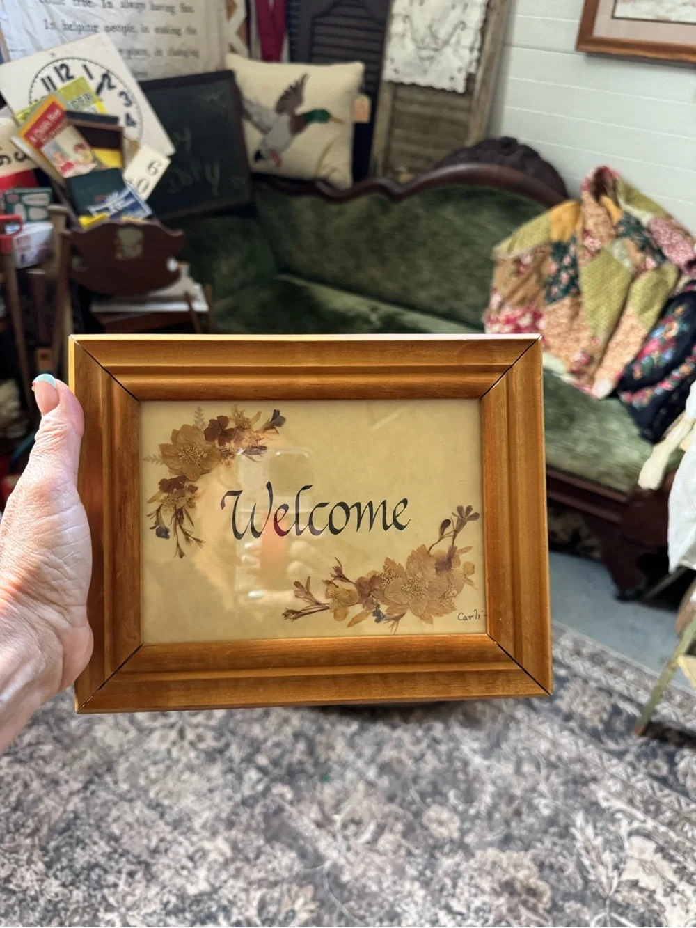 Vintage Welcome Wall Art in Brown and Cream